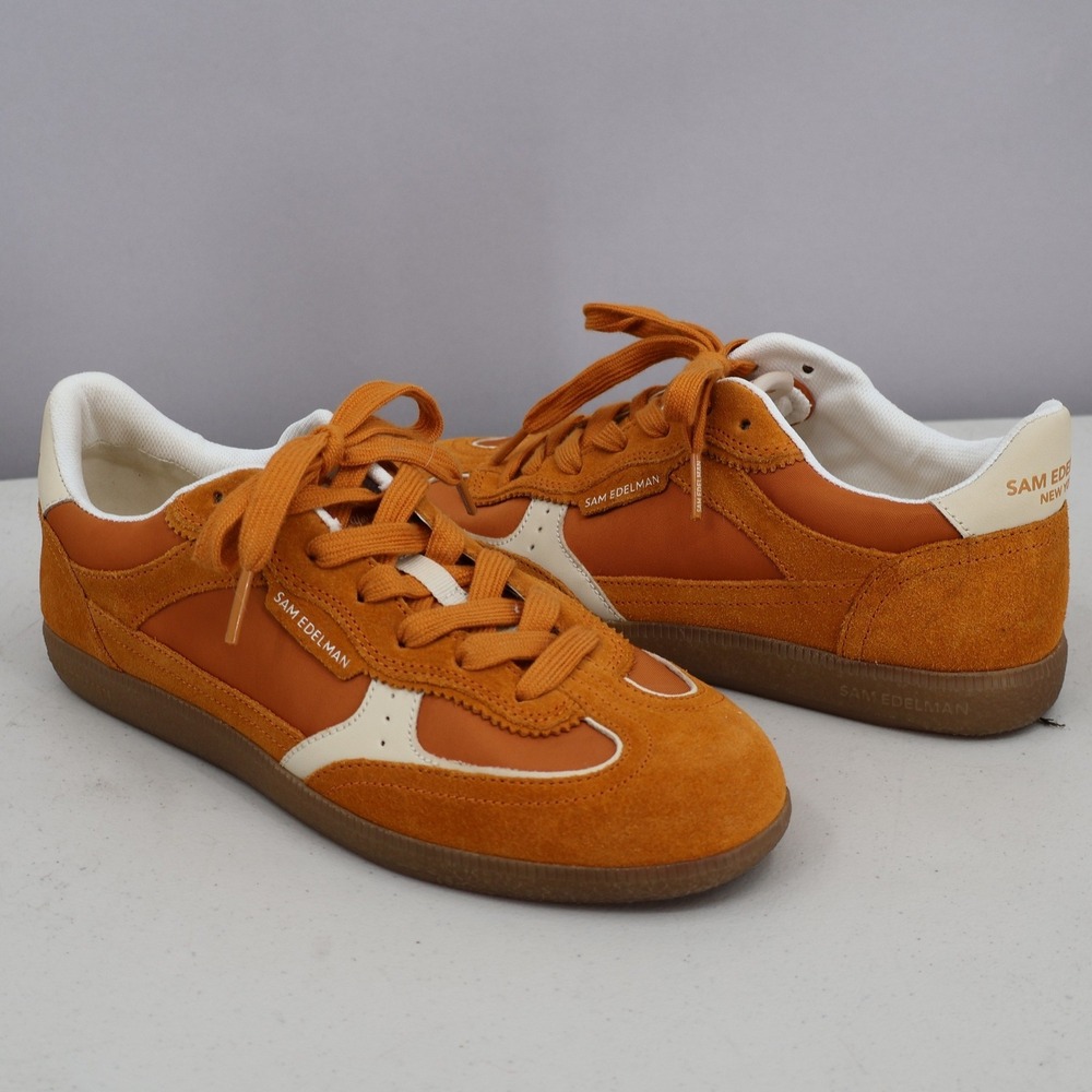 Sam Edelman Kallenz Sneaker Women 8 Burnt Orange Retro Suede Gumsole Tennis Prep